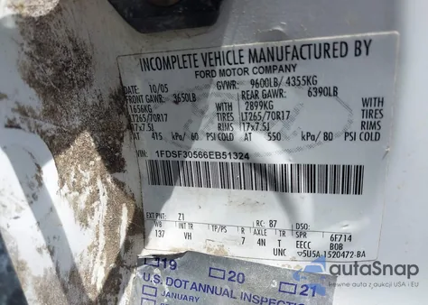 2006 Ford F-350 Xl/Xlt из США, поврежденный, VIN 1FDSF30566EB51324